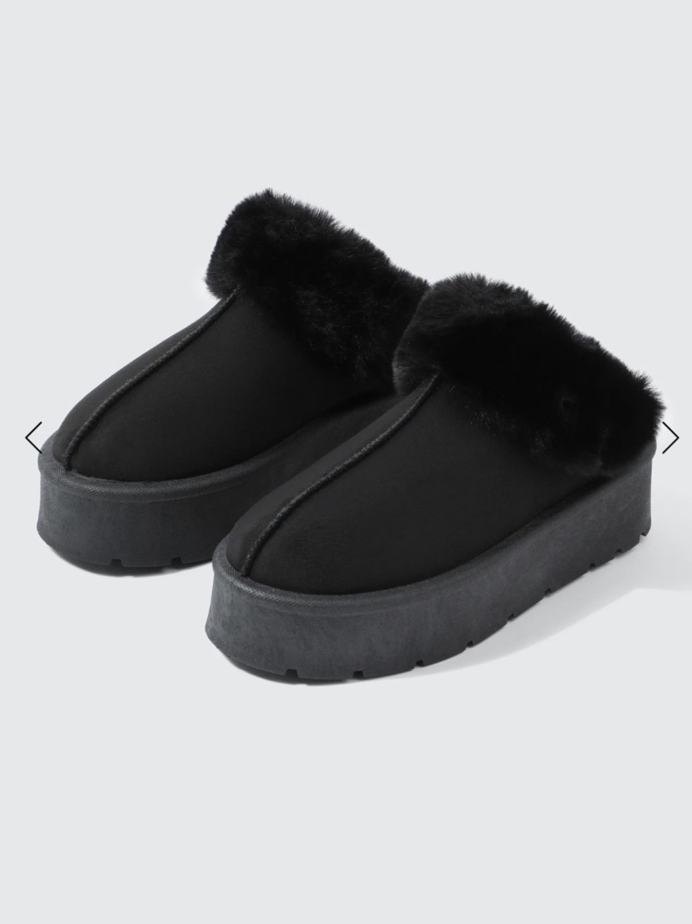 Ardene Black Faux Fur Platform Slip-Ons